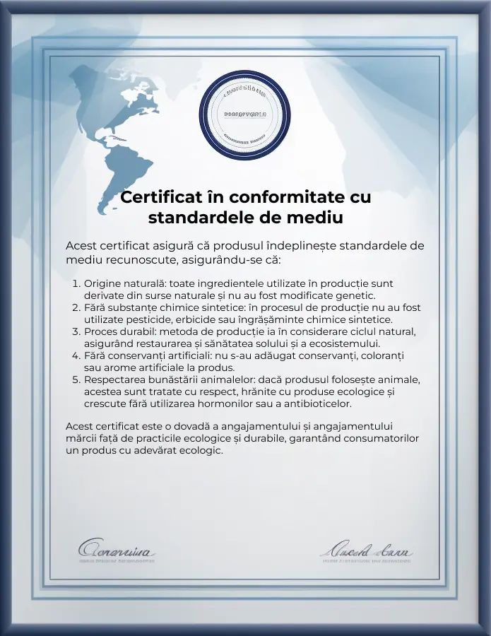 Certificat de Conformitate cu Standardele Organice