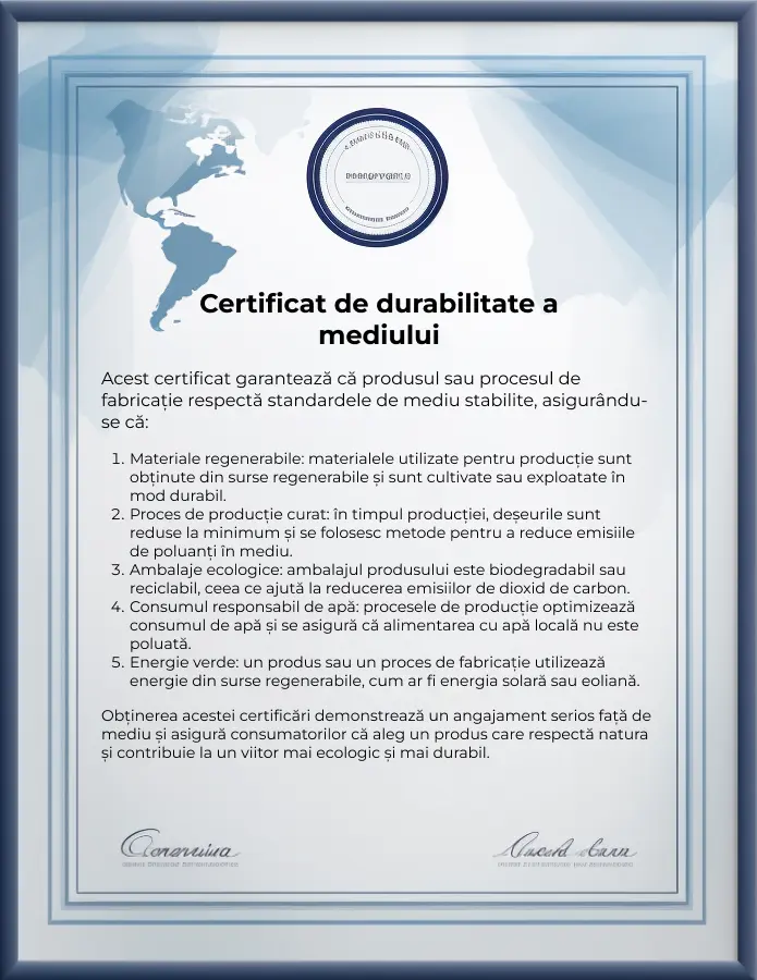 Certificat de Sustenabilitate Ecologică